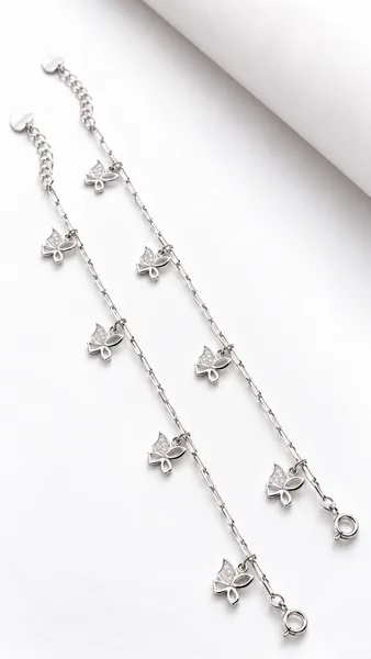 Silver Butterfly Charm Anklet