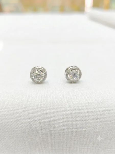 Classic Halo Solitaire Stud Earrings