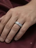 Diagonal Wave Pavé Sterling Silver Ring
