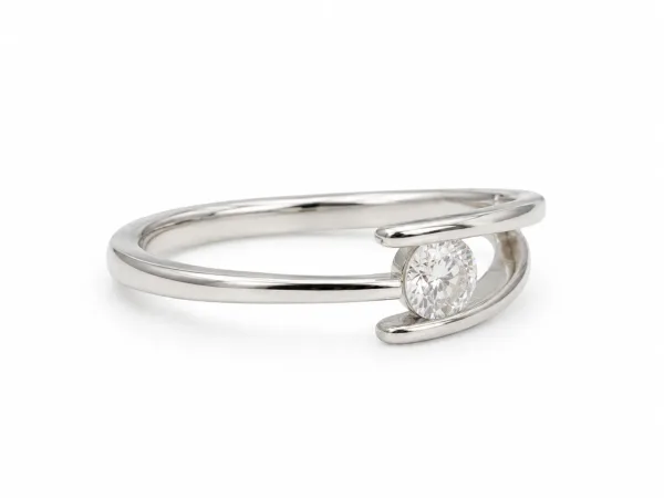 Sterling Silver Round Solitaire  ring