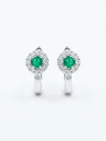 Emerald Halo Huggie Earrings