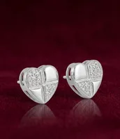 Quadrant Pave Diamond Heart Stud Earrings