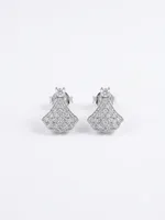 Elegant Fan-Shaped Pave Diamond Stud Earrings