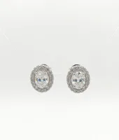 Classic Oval Halo Diamond Stud Earrings