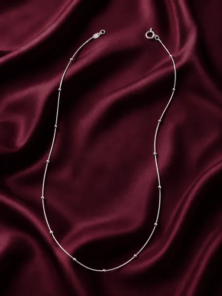 Dainty Beaded Silver Chain