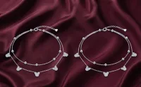 Silver Double-Layer Mickey Charm Anklet
