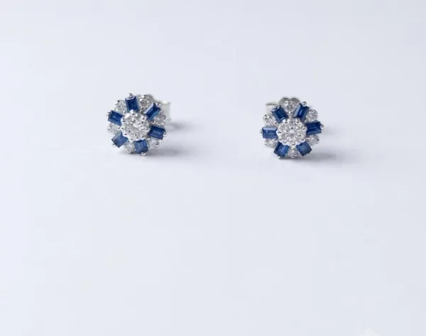 Royal Bloom Sapphire & Diamond Stud Earrings