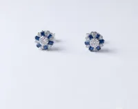 Royal Bloom Sapphire & Diamond Stud Earrings