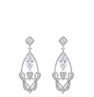 Royal Diamond Heart Drop Earrings