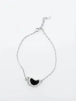 Silver Black Heart Charm Bracelet