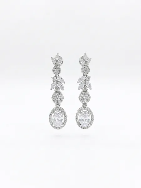 Elegant Marquise & Oval Diamond Drop Earrings