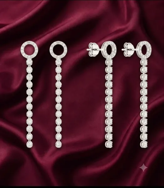 diamond linear drop earrings