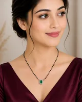 Emerald Solitaire 925 Sterling Silver Mangalsutra