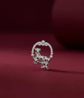Diamond & Emerald Panther Hoop Brooch (Lapel Pin)