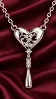 Silver Heart Crystal Drop pandent chain