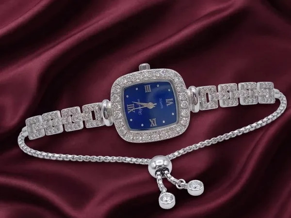 Deep Blue Dial Cushion Halo Bolo Bracelet Watch