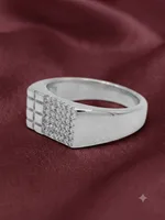 Silver Pave Grid Ring