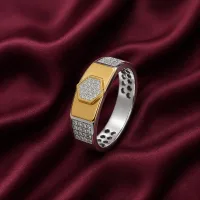 Golden Hexagon Pavé Ring