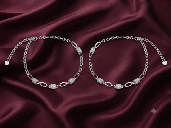 Silver Oval Link Chain Anklet