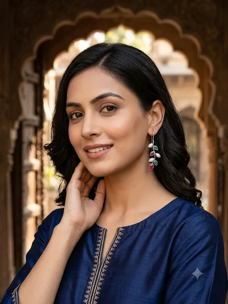 Silver Vine Trio-Gemstone Dangle Earrings