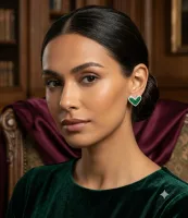 Emerald V Stud Earrings