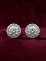 round halo stud earrings