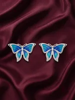 Blue Enamel Butterfly Studs