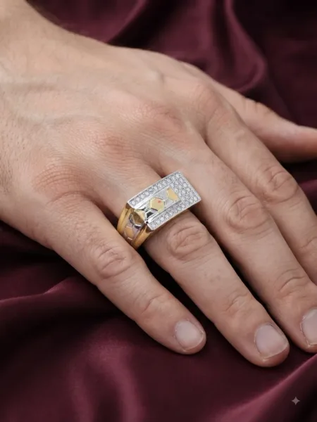 Gold & Silver Geometric Panel Ring