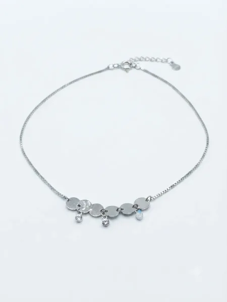 Silver Disc & Charm Chain Anklet