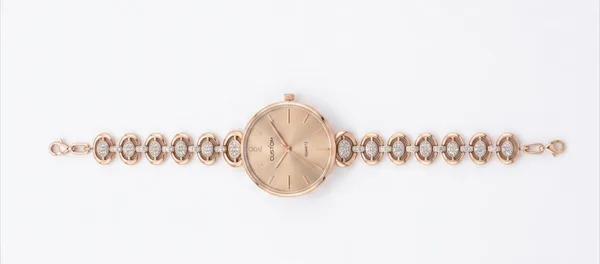 CUSTOM Rose Gold-Toned Geometric Link Bracelet Watch