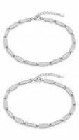 Silver Geometric Link Chain Anklet