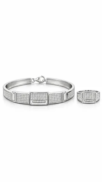 Luxe Pavé Link Bracelet & Ring Set