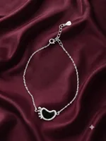 Silver Black Heart Charm Bracelet