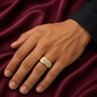 Golden Hexagon Pavé Ring
