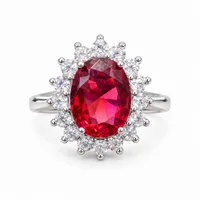 Sterling Silver Ruby Halo Ring