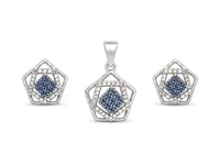 Blue Geometric Pendant & Earring Set