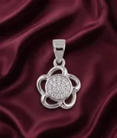 Silver Flower Pave Pendant