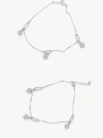 Pave Clover Paperclip Link Ankle