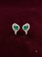 Emerald Sparkle Swirl Stud Earrings