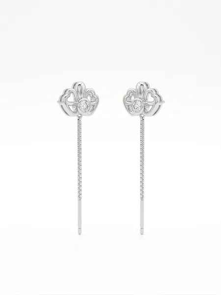 (Alternative: Regal Solitaire Crown Dangle Pull-Through Earrings