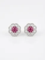 Crimson Bloom Floral Diamond Tops
