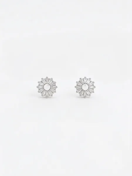 Sunburst Baguette Diamond Stud Earrings