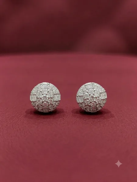 Luxe Pavé Diamond Dome Stud Earrings (Diamond Cluster Tops)