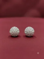 Luxe Pavé Diamond Dome Stud Earrings (Diamond Cluster Tops)