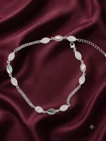Silver Marquise Abalone Shell & CZ Station Anklet
