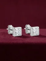 Princess-Cut Bezel Solitaire Stud Earrings