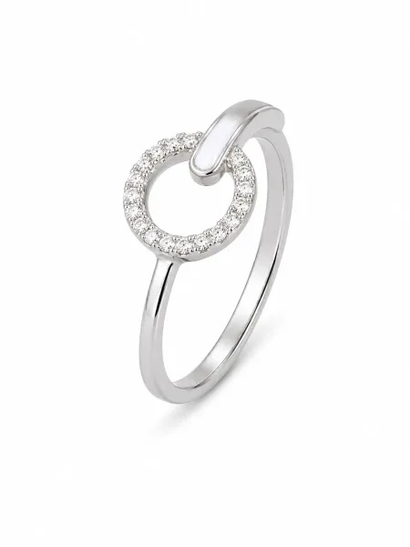 Crystal Circle Silver Ring