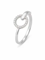 Crystal Circle Silver Ring