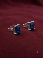 Royal Blue Emerald-Cut Stud Earrings