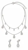 Double-Layer Teardrop CZ Necklace Set